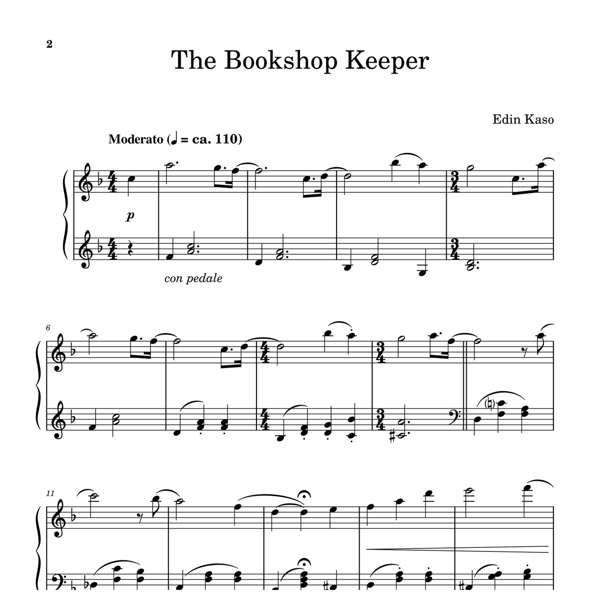 The Bookshop Keeper (Sheet Music) - Edin Kaso