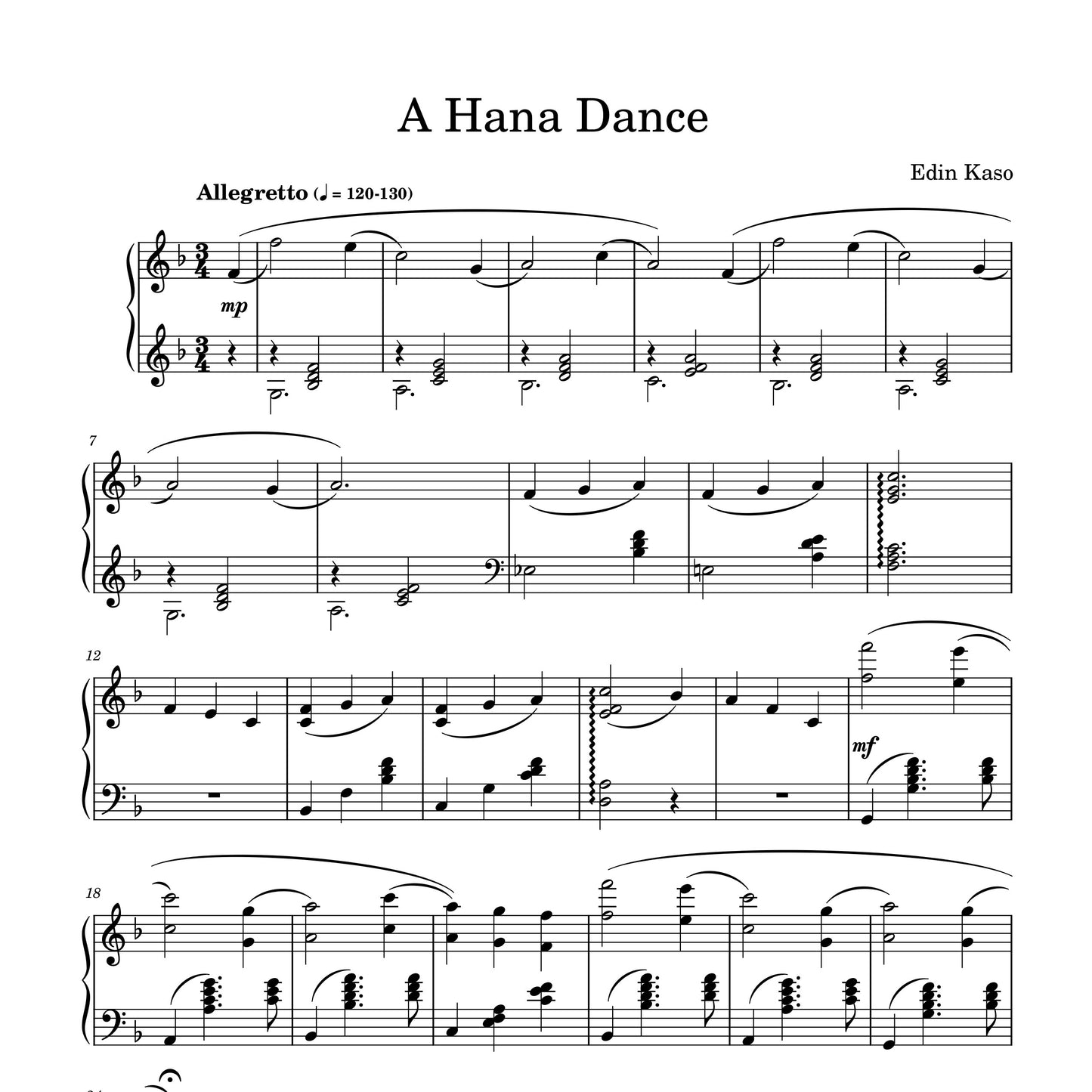 A Hana Dance (Sheet Music) - Edin Kaso