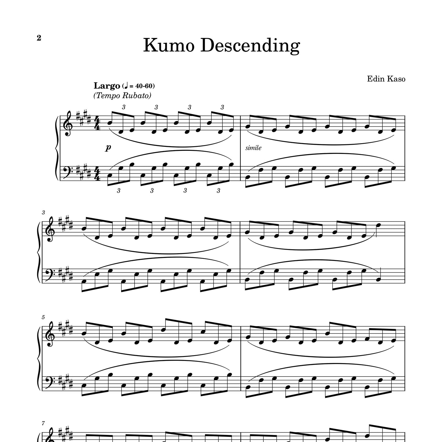 Kumo Descending (Sheet Music) - Edin Kaso