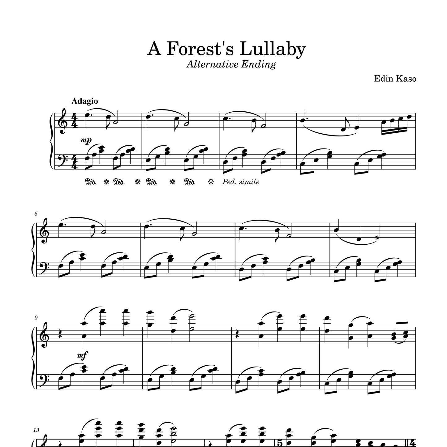 A Forest's Lullaby - Alt Ending (Sheet Music) - Edin Kaso