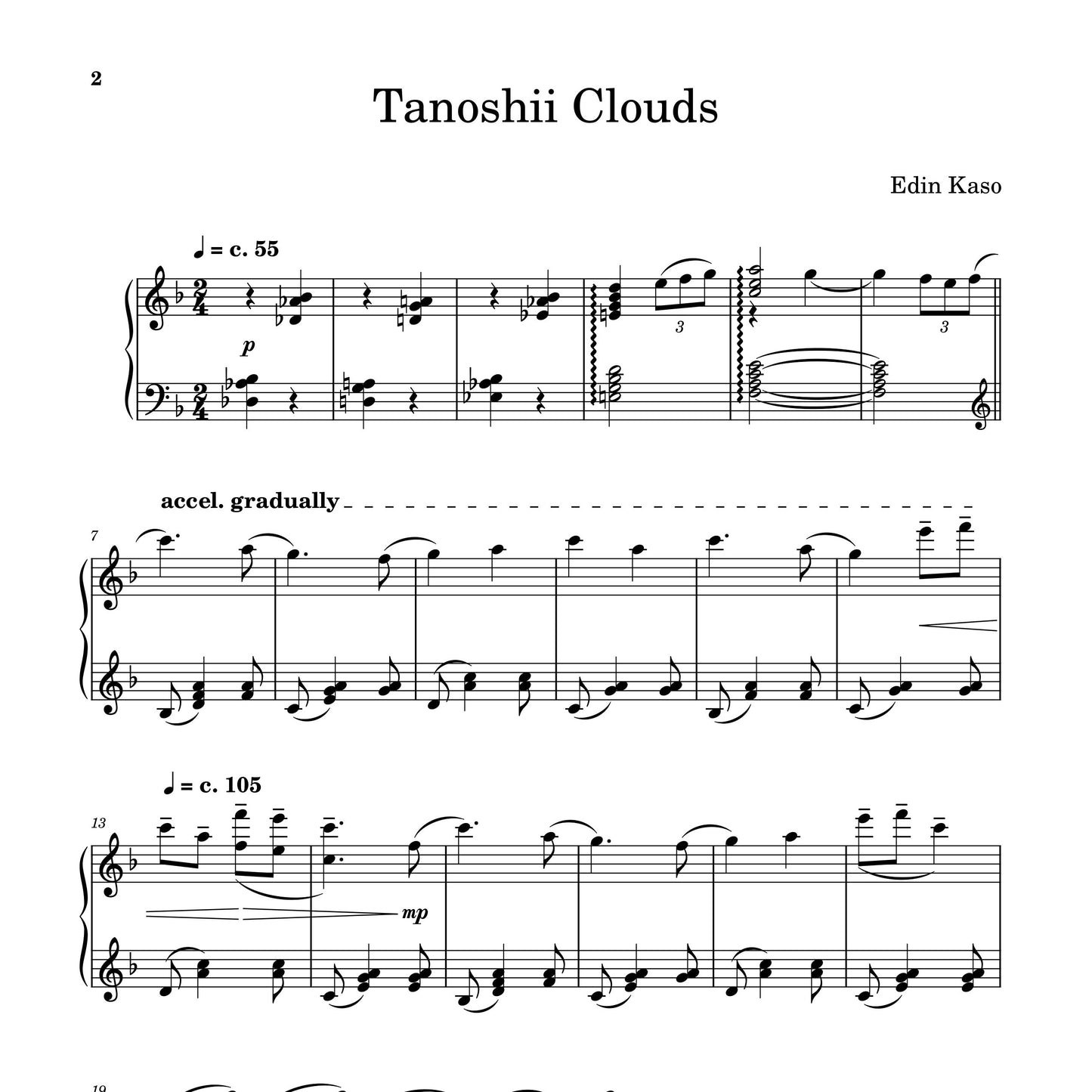 Tanoshii Clouds (Sheet Music) - Edin Kaso