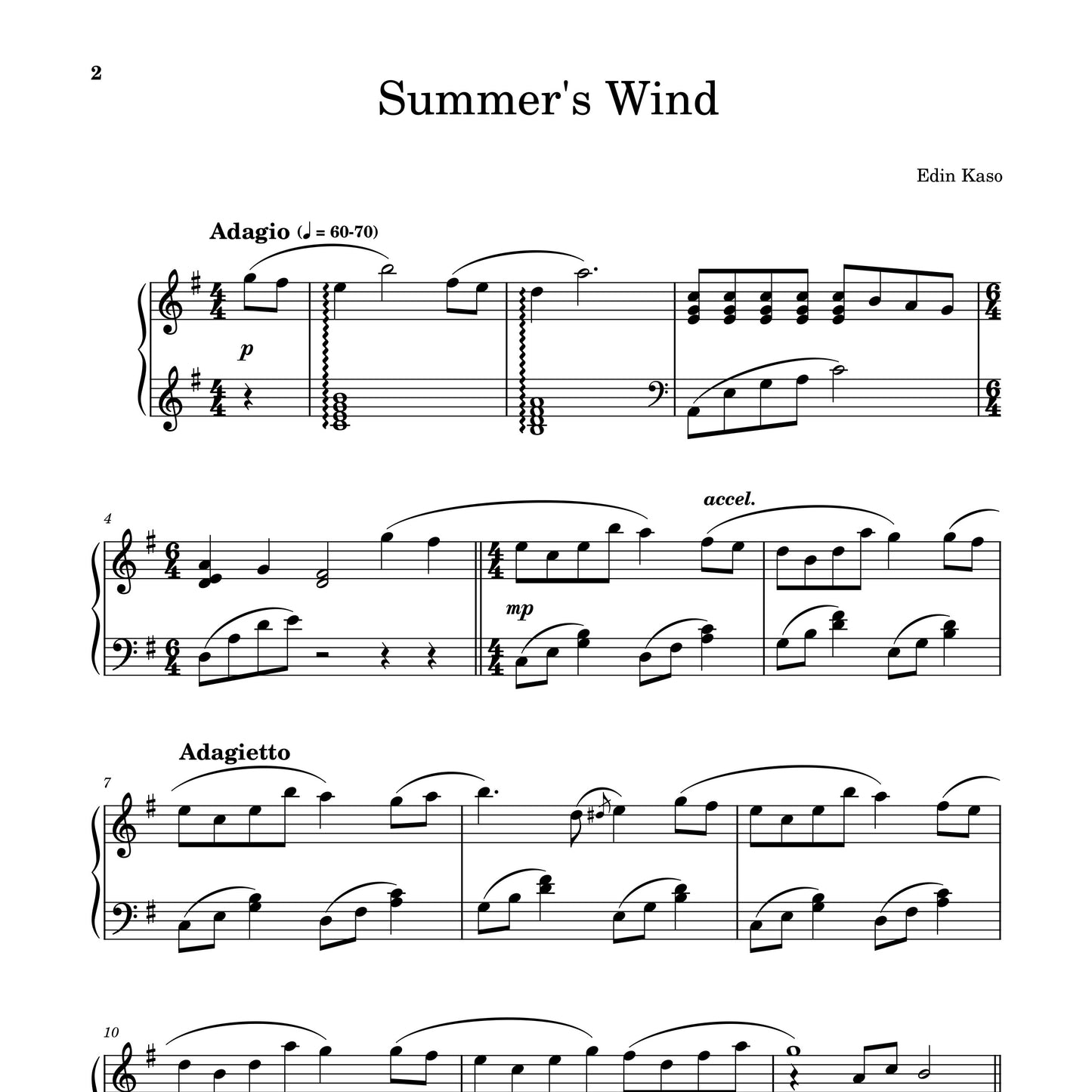 Summer's Wind (Sheet Music) - Edin Kaso