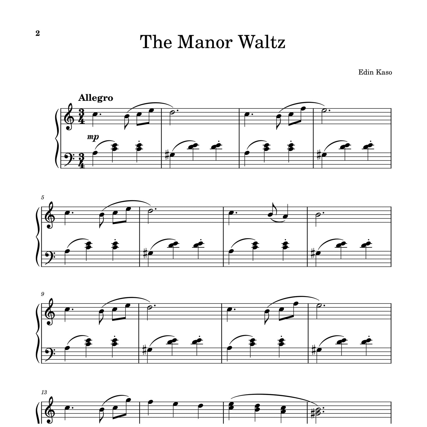 The Manor Waltz (Sheet Music) - Edin Kaso